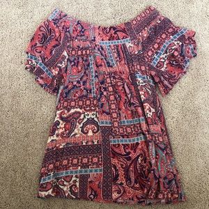 Patterned off the shoulder blouse